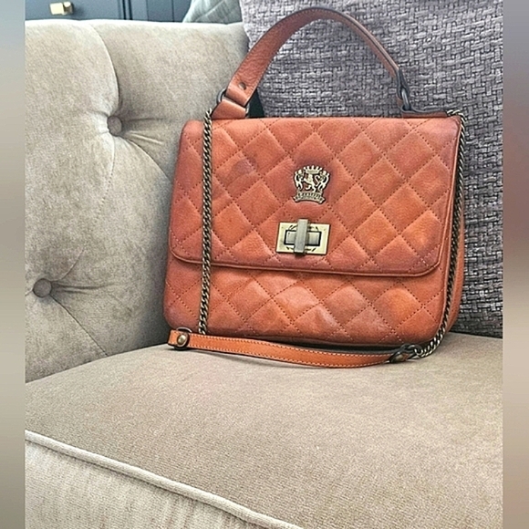 🌟Pratesi Firenze Saddle Leather Satchel Quilted Chanel Like Purse- Italy 🌟 - Picture 9 of 12